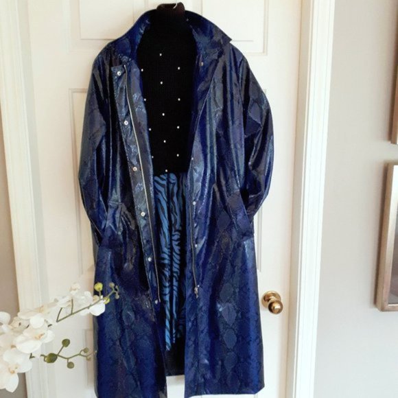 NWT Apparis black blue python faux leather duster jacket, M - Picture 14 of 16